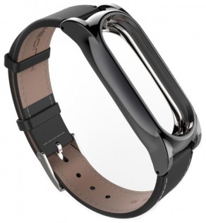 Кожаный ремешок для Xiaomi Mi Band 2 MJobs 2 Plus Black/White